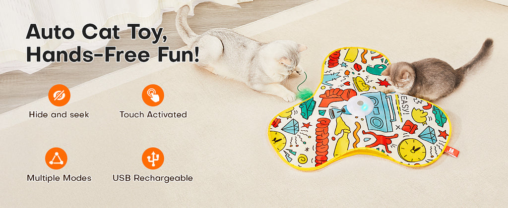 Hide and Seek Interactive Cat Toys Moving Concealed Wand Feather