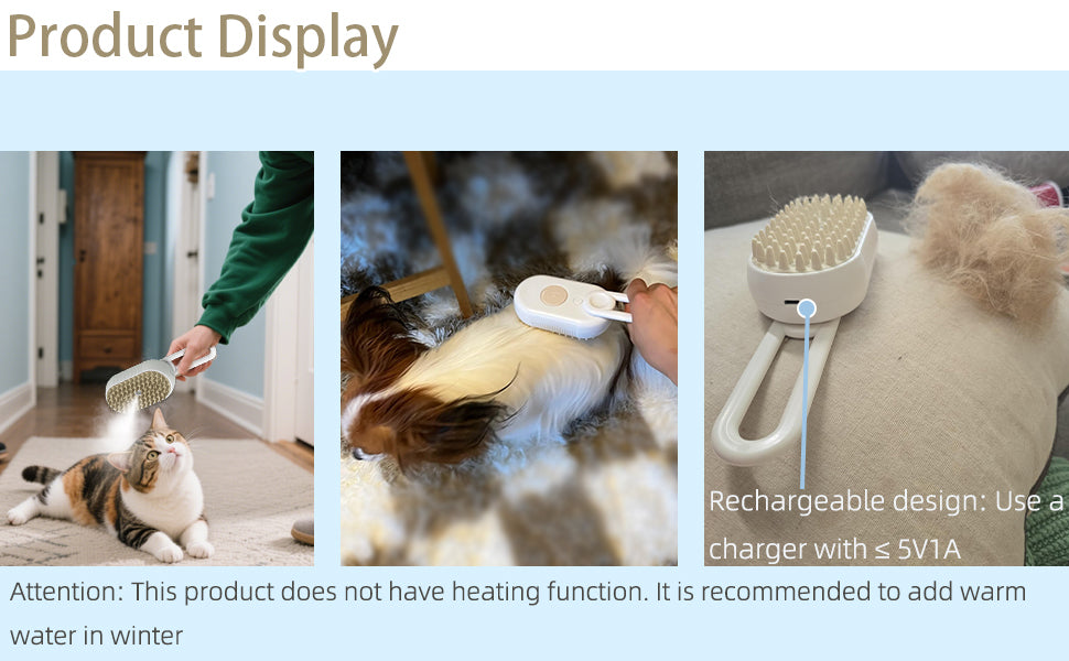 3 in 1 Cat Steam Brush for Shedding Dog Brush with Steam