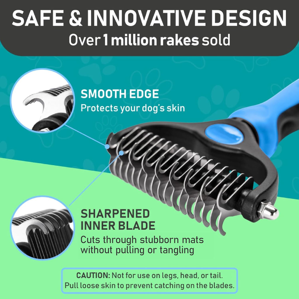 Planet Original Pet Grooming Rake - Double-Sided Deshedding Dematting Tool