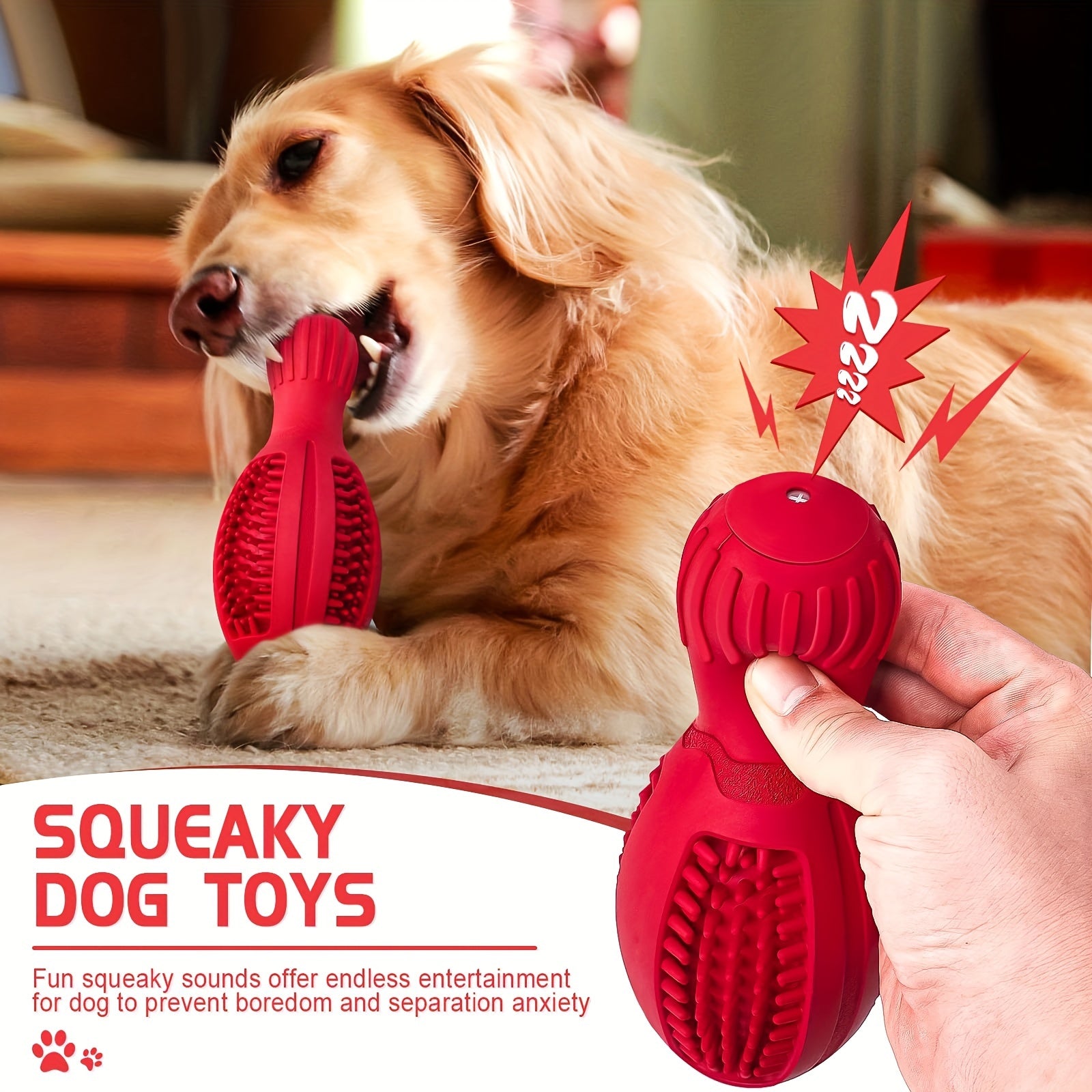 Interactive Bowling Ball Dog Chew Toy - Slow Feeder & Dental Health Rubber