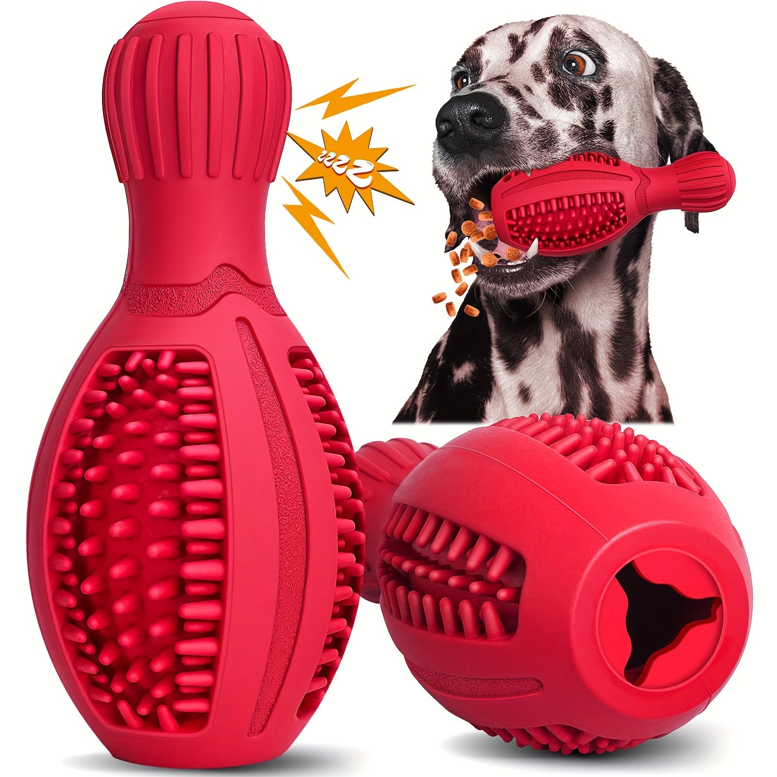 Interactive Bowling Ball Dog Chew Toy - Slow Feeder & Dental Health Rubber