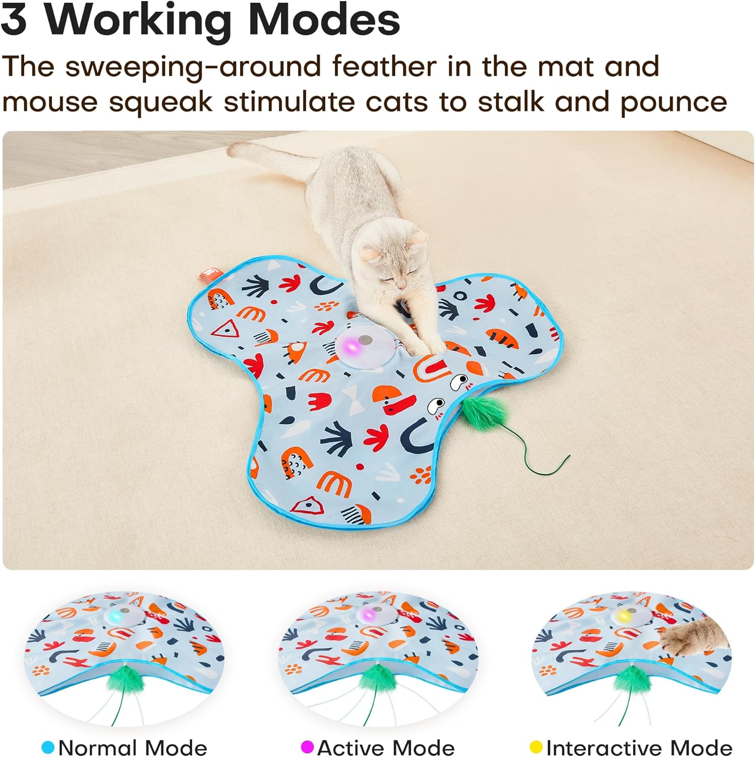 Hide and Seek Interactive Cat Toys Moving Concealed Wand Feather