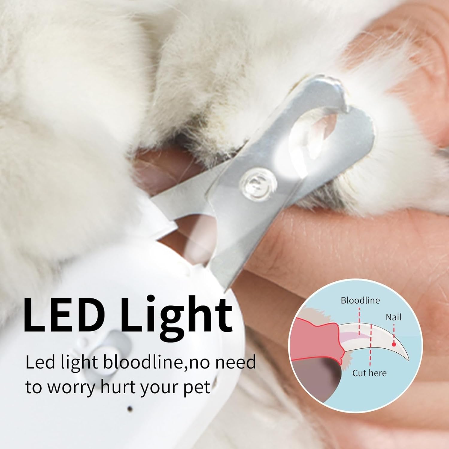 Pet Nail Clipper with LED & -U-V Light