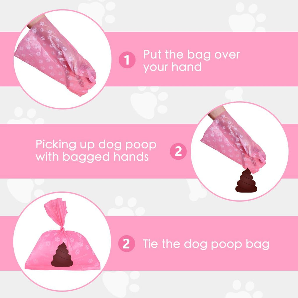Poop Bags Rolls 256 Count - 9x13 Inches Pink Thickened Leakproof Lavender scent Poo Bags