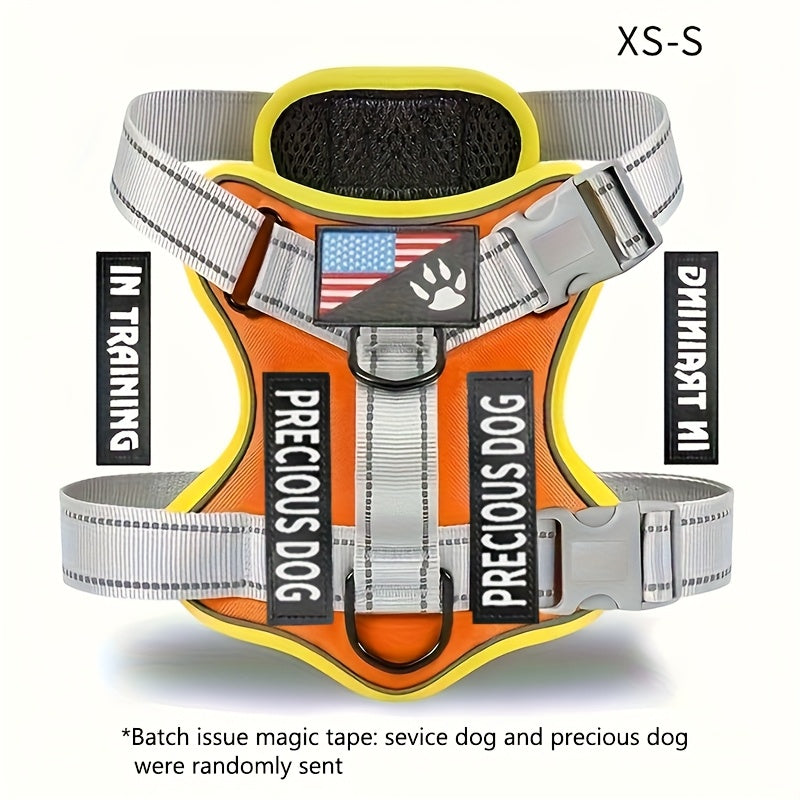 Service Dog Harness, Reflective Dog Vest Harness with 5pcs Patches, Adjustable Soft Oxford Pet Harness, Inner Layer Mesh