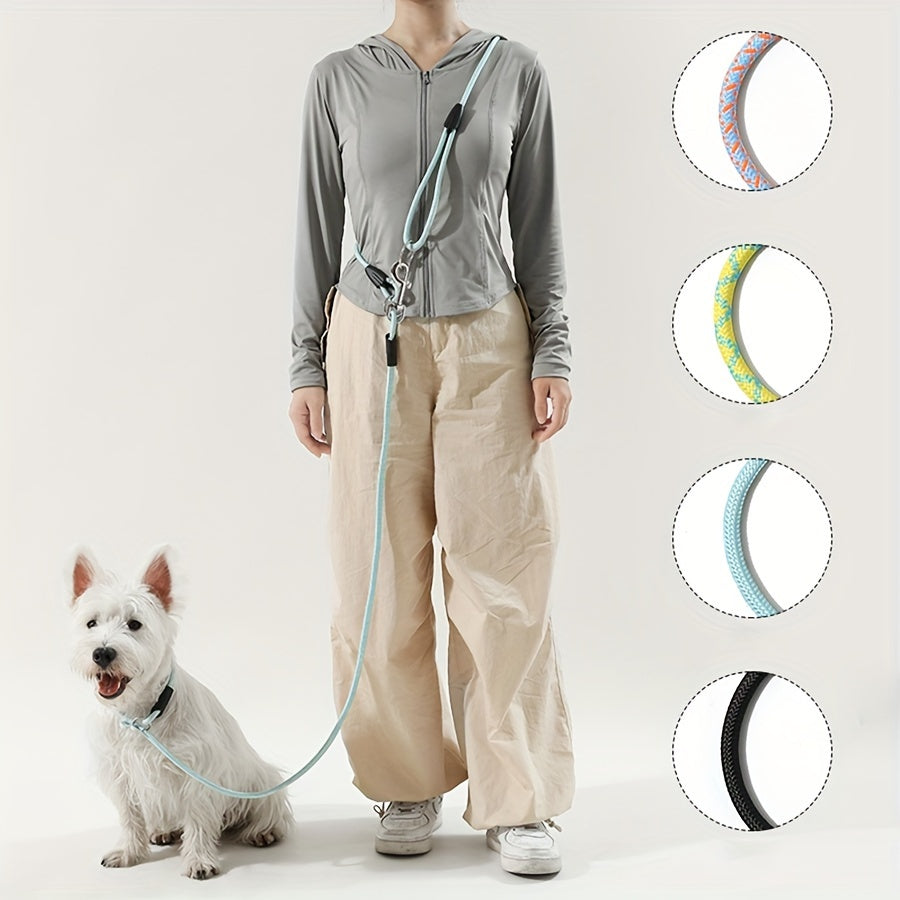 [Hands-Free] Versatile Hands-Free Dog Leash | Adjustable Crossbody Nylon Rope | Comfortable Grip Handle | Ideal for Running & Walking